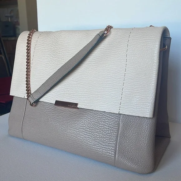 VGC TED BAKER LONDON 100% BOVINE LEATHER SHOULDER BAG/CLUTCH W ROSE GOLD HW - Picture 6 of 17